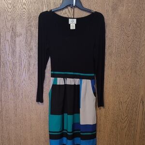 Colorblock Long Sleeve Dress